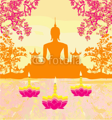 Sukhothai loy krathong festival , Silhouette of a Buddha