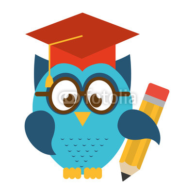 owl bird cute with hat graduation icon
