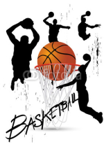 Fototapety basketball player in posture jumping on white