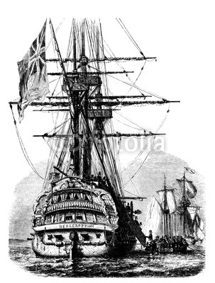 Sailing Ship : the Bellerophon & Napoleon - begin. 19th century