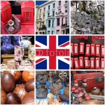 Collage of images of Portobello Road Market in London UK