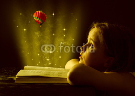 Obrazy i plakaty Teen girl reading the Book. Education