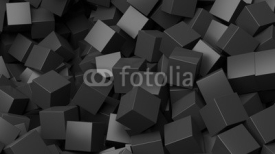 Fototapety 3D black cubes pile abstract background