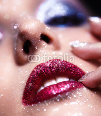 Shining woman lips makeup