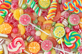 Naklejki Mixed colorful fruit bonbon close up