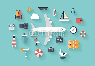 Air trip flat illustration concept