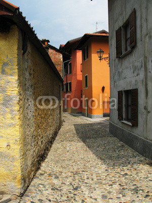 Narrow street of Cannobio town, Italy ..