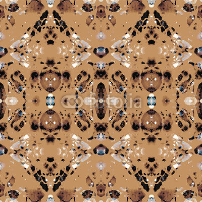 Seamless ethnic kaleidoscope pattern. Diagonals and zigzag elements. Natural shades on brown background.