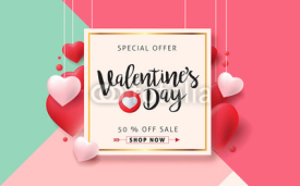 Valentines day sale background with Heart Shaped Balloons. Vector illustration.Wallpaper.flyers, invitation, posters, brochure, banners.

