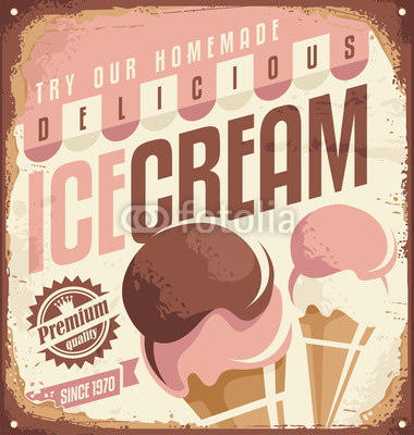 Retro ice cream tin sign design concept