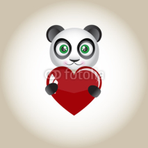 Naklejki Panda bear with heart in paws