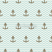 Naklejki Seamless sea pattern of anchors and waves