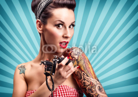 Fototapety Pin-Up girl with tattoos