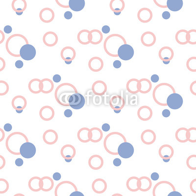 Geometric seamless pattern in pantone color of the year 2016. Abstract simple circles and dot design. Rose quartz and serenity violet colors.