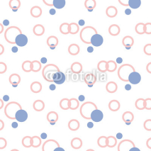 Naklejki Geometric seamless pattern in pantone color of the year 2016. Abstract simple circles and dot design. Rose quartz and serenity violet colors.