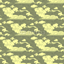 Traditional east culture seamless pattern with clouds