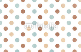 Naklejki Watercolor brown, beige and blue polka dot background.