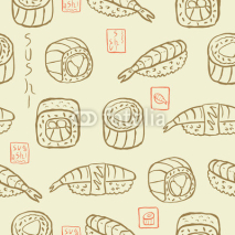 Obrazy i plakaty Retro sushi seamless background 