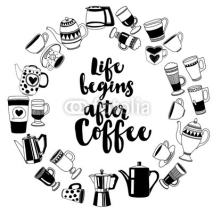 Naklejki Big vector set with coffee icons 