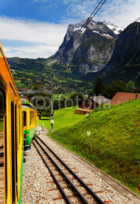 Jungfrau Bahn descending from Kleine Scheidegg, Switzerland