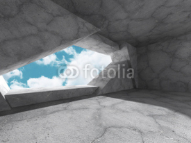 Fototapety Concrete architecture background. Minimalistic empty room with c