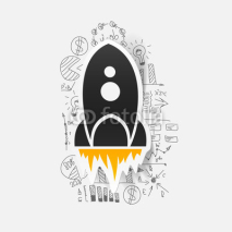 Obrazy i plakaty Drawing business formulas: rocket