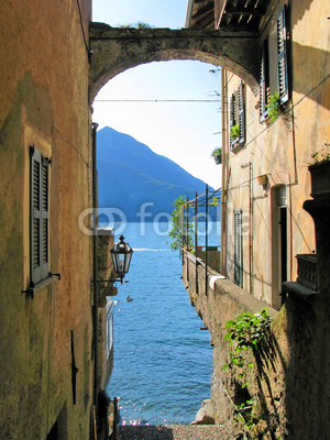 Romantic view to the famous Italian lake Como from Varenna town