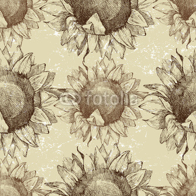 seamless ornament with sunflowers