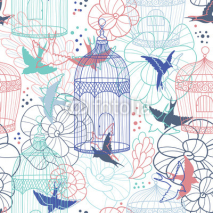 Birdcages seamless pattern