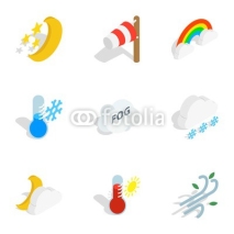 Weather icons, isometric 3d style