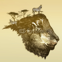 Naklejki Lion of savanna