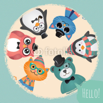 Fototapety Hipster Fashion Retro Animals and Pets Background