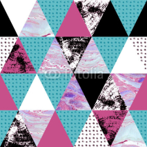 Fototapety triangle seamless pattern with grunge and watercolor textures.