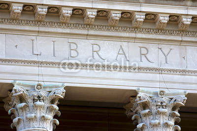 The Letters LIBRARY on a university building