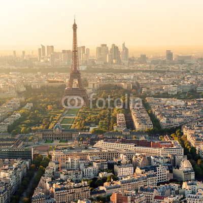 The Eiffel tower in Paris at sunset