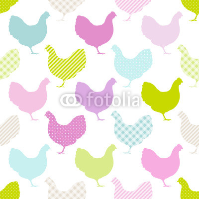 Seamless Pattern Hen Stripes/Dots/Check Pastel
