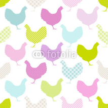 Obrazy i plakaty Seamless Pattern Hen Stripes/Dots/Check Pastel