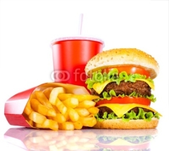 Naklejki Tasty hamburger and french fries