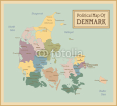 Obrazy i plakaty Denmark-highly detailed map.Layers used.