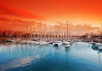 Port Vell - marina in Barcelona. Spain.