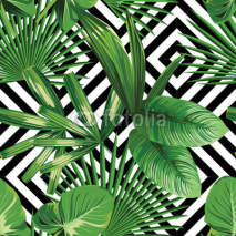 Naklejki tropical palm leaves pattern, geometric background