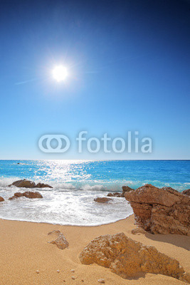 Sun and sea on a sandy beach of Porto Katsiki on Lefkada,