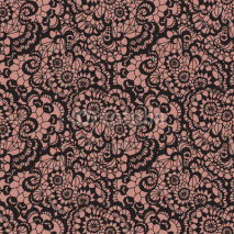 Obrazy i plakaty Lace seamless pattern with flowers on beige background