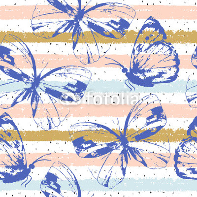 Abstract hand drawn  striped pattern with butterfly  for wrapping, wallpaper