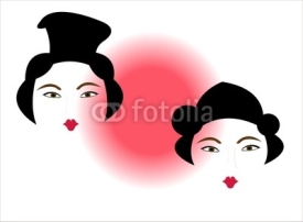 Obrazy i plakaty japan flag geisha