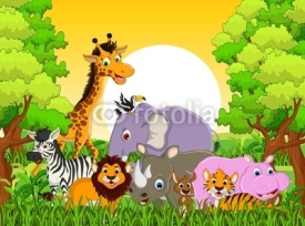 Fototapety cute animal wildlife with forest background