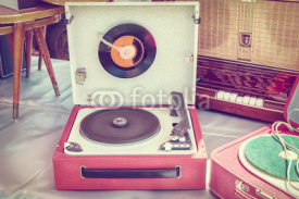 Naklejki Retro styled image of an old record player