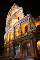 Naklejki Ancient Colosseum at night, Rome, Italy