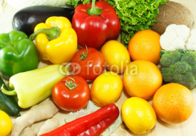 Naklejki Vegetables on a wooden background