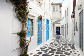 Naklejki Traditional streets of Mykonos island in Greece